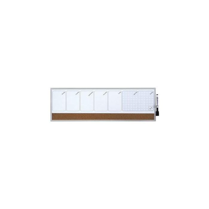 Nobo Planificador Semanal Magnético Pizarra Borrado en Seco y Tablero Corcho Horizontal Marco Aluminio 585x190 mm Oficina 0 Nobo Planificador Semanal Magnético Pizarra Borrado en Seco y Tablero Corcho Horizontal Marco Aluminio 585x190 mm Oficina 0