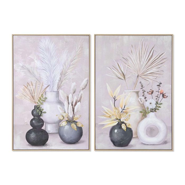 DKD Home Decor Cuadro Decorativo Scandi Multicolor con Jarrones, Lienzo y MDF, 92x62 cm, Pack de 2, Diseños Surtidos DKD Home Decor Cuadro Decorativo Scandi Multicolor con Jarrones, Lienzo y MDF, 92x62 cm, Pack de 2, Diseños Surtidos