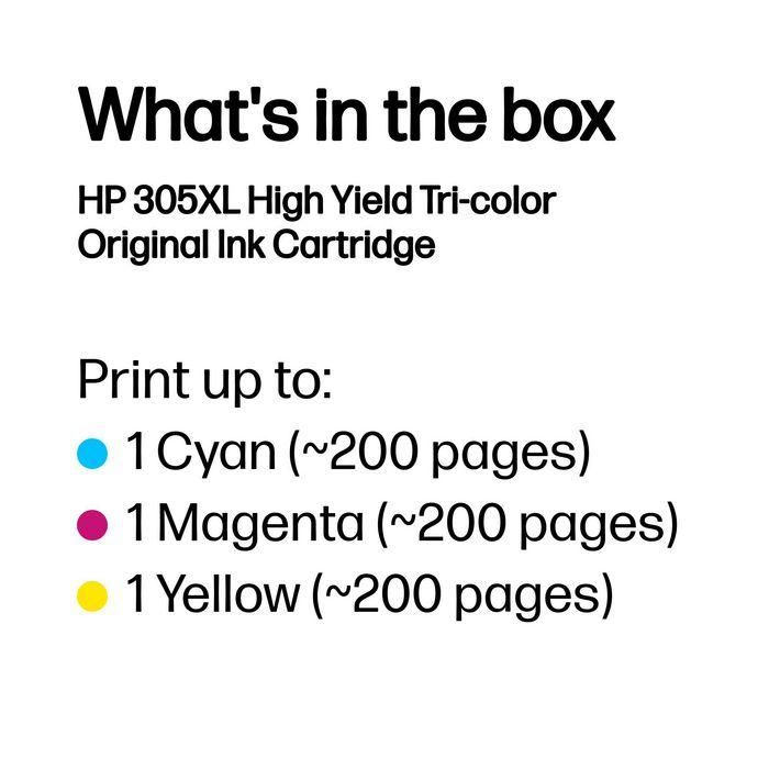 HP 305XL Cartucho de Tinta Original Tricolor de Alto Rendimiento, Ideal para Impresión de Documentos y Fotos a Color de Calidad Profesional. 2