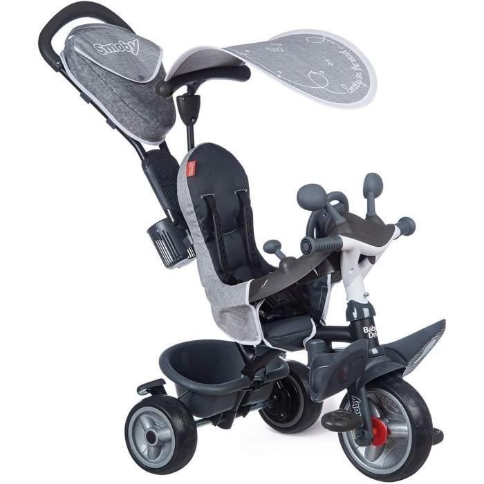 Smoby Triciclo Baby Driver Plus Gris, Bicicleta Evolutiva Infantil desde 10 Meses con Ruedas Silenciosas y Freno de Estacionamiento Smoby Triciclo Baby Driver Plus Gris, Bicicleta Evolutiva Infantil desde 10 Meses con Ruedas Silenciosas y Freno de Estacionamiento