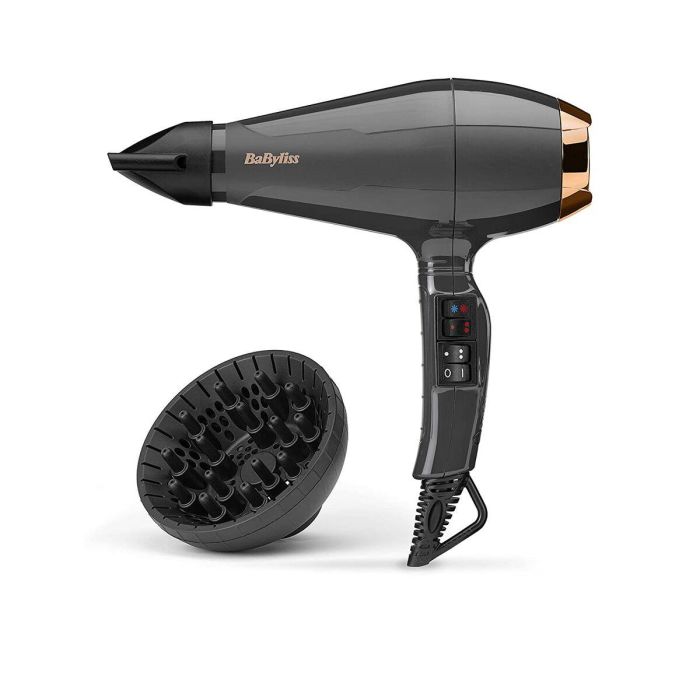 BaByliss 6719 Secador de Pelo Profesional 2200W Motor AC 115 km/h Iónico Difusor, 2 Boquillas, Aire Frío, 2 Temp/Vel 15