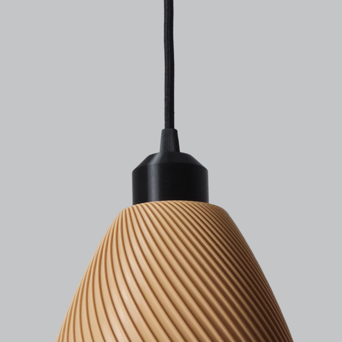 Paval Lámpara Colgante Beige/Florón Negro/Cable Negro, Iluminación Moderna y Sostenible para Hogar y Oficina