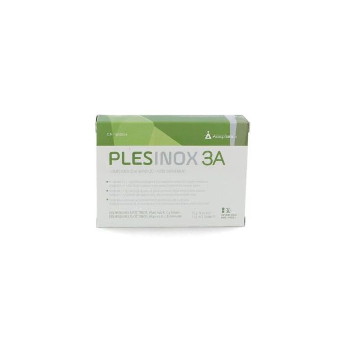 Plesinox 3A 60 Cápsulas con Polypodium leucotomos, Vitamina A, C y Selenio para Sistema Inmunitario y Piel