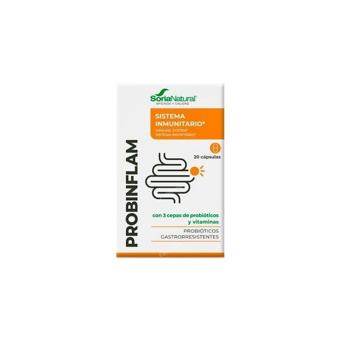 SORIA NATURAL Probinflam 20Cap. Probióticos para el sistema digestivo con Vitaminas C, E, B1, B2, B3, B6 y Ácido Fólico