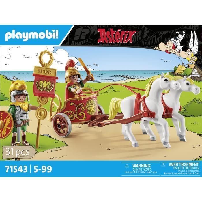 PLAYMOBIL 71543 Astérix: Cuadriga Romana de Brutus y Caballos Blancos – Set de Juego de Carro de Combate del Mundo de Astérix y Obélix 3