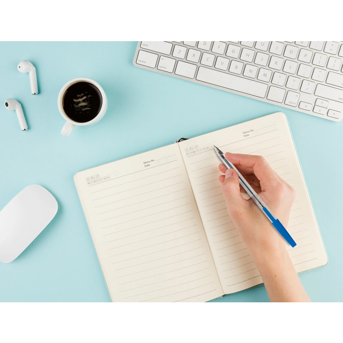 Q-connect Boligrafo Transparente Azul Medio KF26039 con Capuchón y Trazo 0,4 mm 4