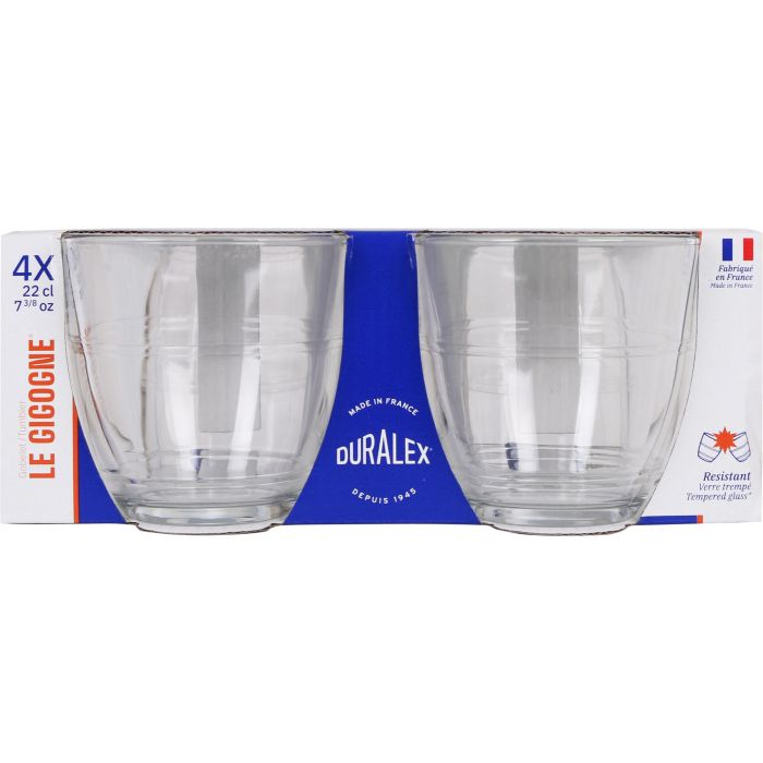 Duralex Set 4 Vasos Transparente 220 cc Colección Gigogne (12 Cajas) 1