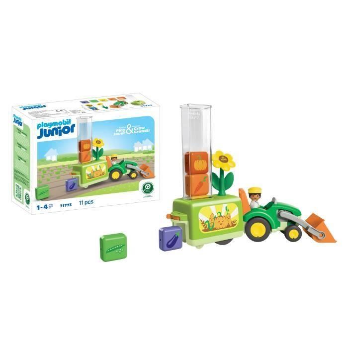 Playmobil 71773 Tractor con Sembradora JUNIOR: Descubre, Clasifica y Transporta para Niños +12 Meses con Piezas Vegetales 2