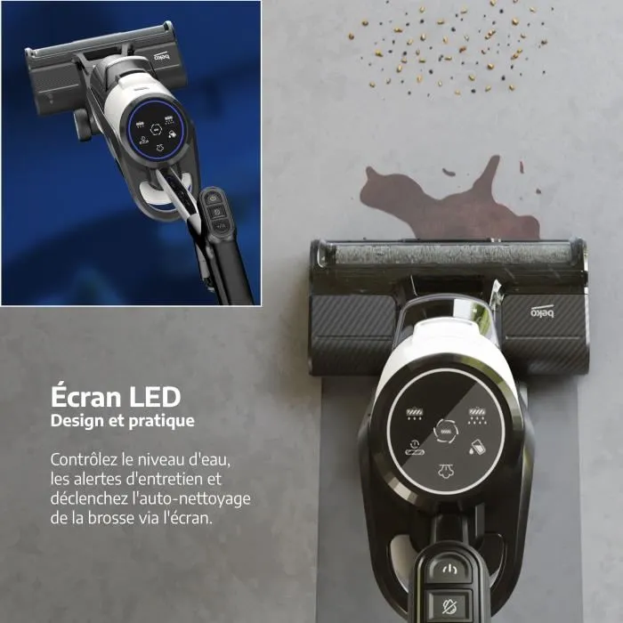 Beko VCW70340W Aspirador Mopa 3 en 1 con Opción Vapor - 300 W y 1400 W Vapor - Pantalla LED - Blanco y Negro 3