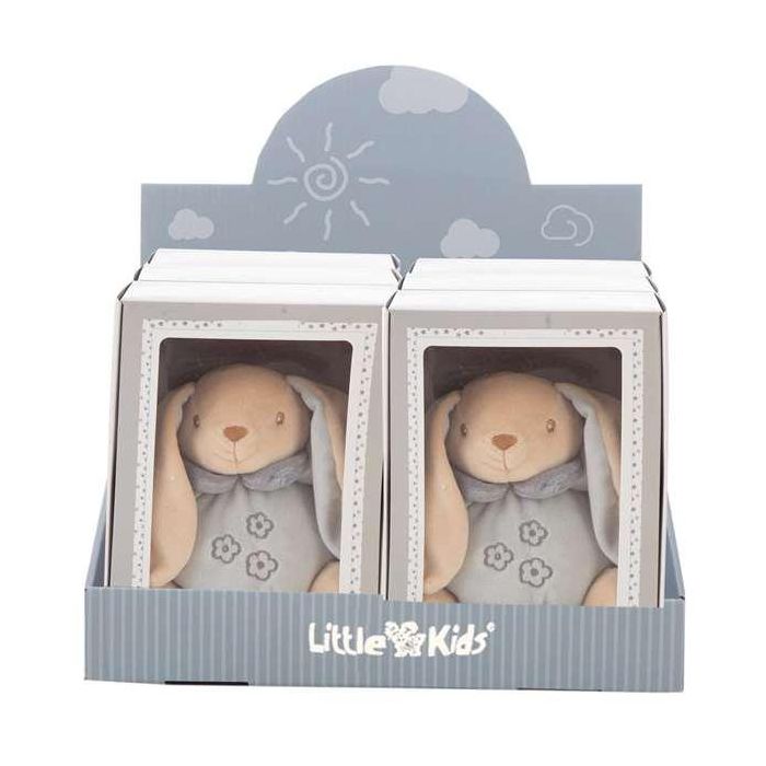 Creaciones Llopis Display 6 Unidades Peluche Sonajero Conejo Ely Gris de Poliéster 18 cm para Bebé 1