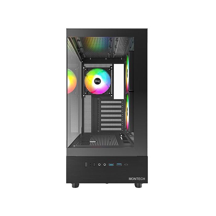Montech XR TG Caja de PC Torre Negra ATX, micro ATX, Mini-ITX con Iluminación y Filtro Anti-polvo 1