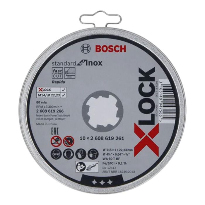 Disco de corte BOSCH X-Lock Standard 2608619266 Ø 11,5 cm (10 Unidades) 1