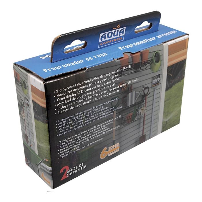 Aqua Control Programador de Riego Access 6 para 6 Zonas, 2 Modos, Arranque Bomba, Sensor Lluvia, Display LCD 4