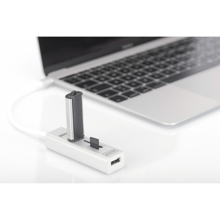 Digitus Hub USB-C 3 Puertos USB 2.0 + Lector Tarjetas MicroSD/SD Blanco 1