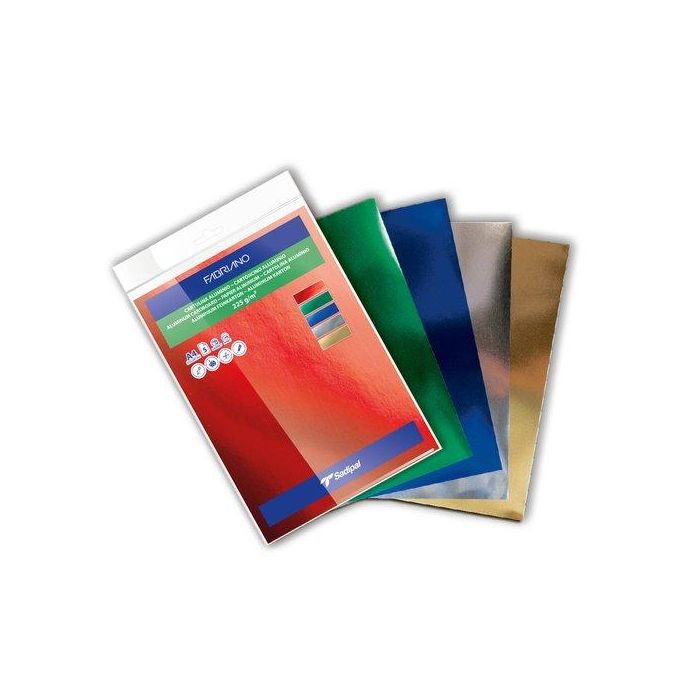 Cartulina Metalizada A4 Sadipal 225G Surtido Paquete De 5 (Azul, Rojo, Verde, Plata Y Oro)