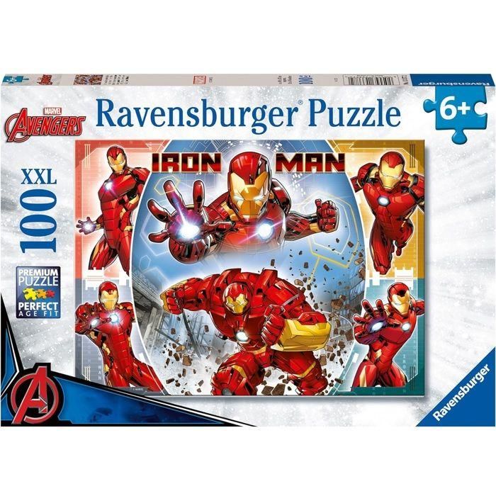 Ravensburger - MARVEL HEROS - Puzzle XXL de 100 piezas - El poderoso Iron Man / Marvel Avengers - 4005556133772 - A partir de 6 años 1 Ravensburger - MARVEL HEROS - Puzzle XXL de 100 piezas - El poderoso Iron Man / Marvel Avengers - 4005556133772 - A partir de 6 años 1