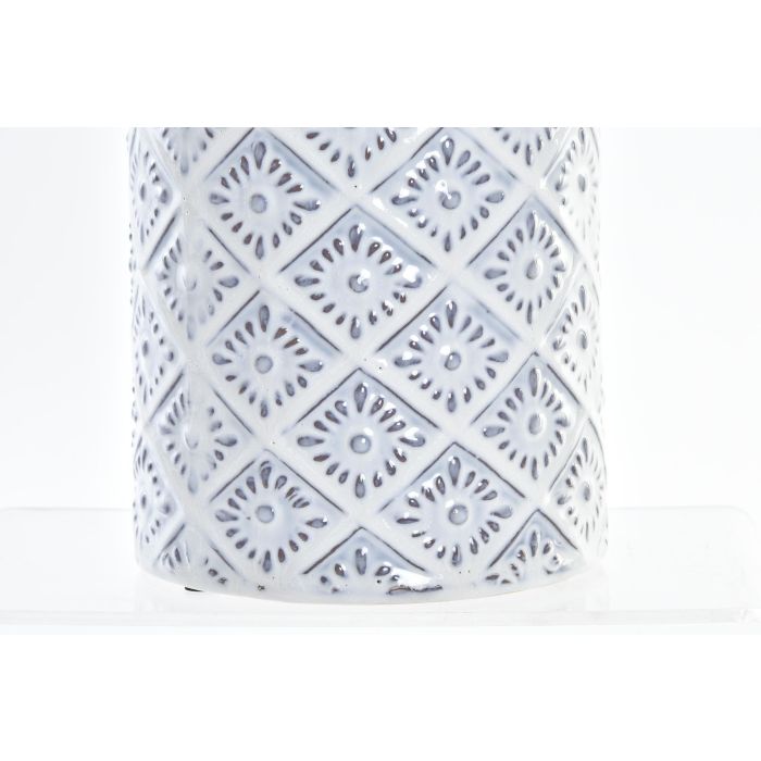 DKD Home Decor Jarrón Mediterráneo Porcelana Blanco y Azul 14 x 45 x 14 cm 1