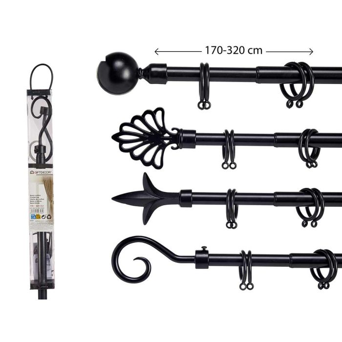 Barra Cortina Negro 170 320Cm Surtidos Pun Giftdecor (8 Unidades) Barra Cortina Negro 170 320Cm Surtidos Pun Giftdecor (8 Unidades)