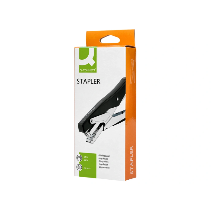 Q-connect Grapadora Tenaza kf14867 Metalizada Negra Tacto Suave Capacidad 25 Hojas Usa Grapas 24/6 y 26/6 9