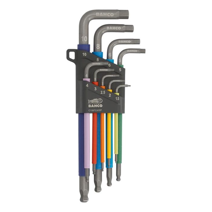 Llaves allen hexagonales con bola1.5 mm -10 mm, de colores, juego de 9 piezas Llaves allen hexagonales con bola1.5 mm -10 mm, de colores, juego de 9 piezas