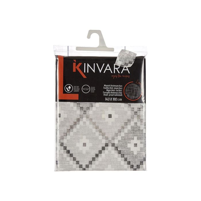 Kinvara Mantel Loneta Antimanchas 140x180 cm Rombos Gris (Set de 6) 2