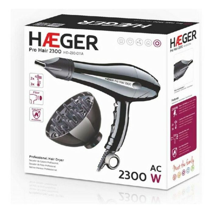 Secador de Pelo Haeger HD-230.011B 2300 W Negro 2300 W 1 Secador de Pelo Haeger HD-230.011B 2300 W Negro 2300 W 1