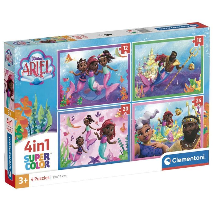 CLEMENTONI Puzzle La Sirenita Ariel Disney 4 en 1 para niños 12+16+20+24 piezas