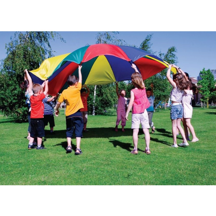 Amaya Paracaidas de nylon con 12 asas colores del parchis 3,50 m Material Psicomotricidad 1