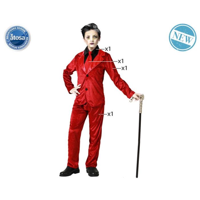 Disfraz de Vampiro Aristocrático Rojo para Niño 3-4 Años. Incluye Chaqueta, Camisa, Pantalón y Corbata. Halloween. Disfraz de Vampiro Aristocrático Rojo para Niño 3-4 Años. Incluye Chaqueta, Camisa, Pantalón y Corbata. Halloween.
