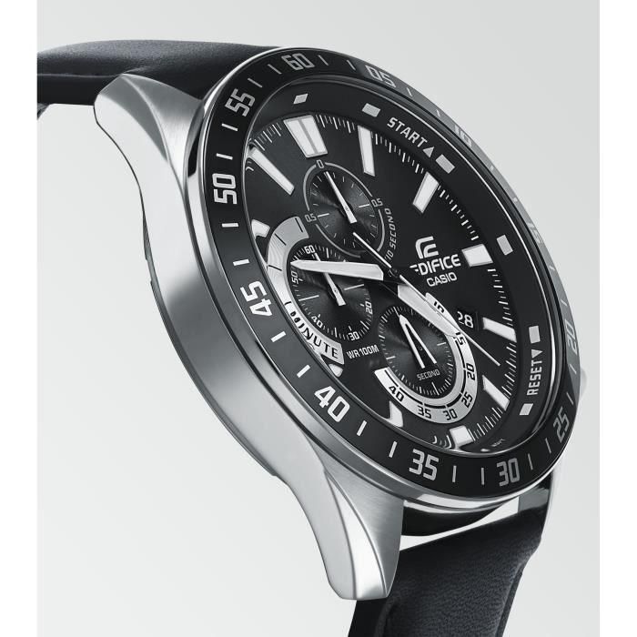 Casio EDIFICE Reloj de Cuero Genuino Negro 2
