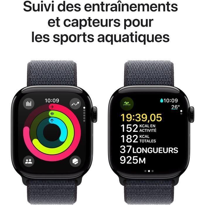 Apple Watch Series 10 GPS, 42 mm, Caja de Aluminio Negro Azabache, Correa Deportiva Ink 3