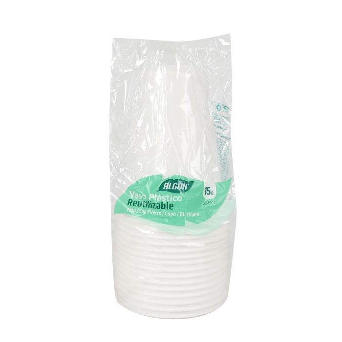 Set de 15 vasos blancos Algon 330 cc (24 Cajas) 1 Set de 15 vasos blancos Algon 330 cc (24 Cajas) 1