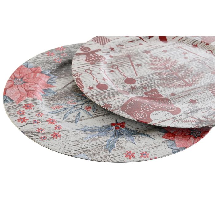 DKD Home Decor Centro Mesa Navidad Tradicional Multicolor 33 x 33 x 2 cm (12 Unidades) 1