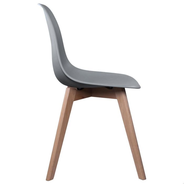 Home Deco Factory Silla STOCKHOLM Diseño Escandinavo Patas Madera Asiento Plástico Gris 45,8x51,4 cm H84,6 cm 2