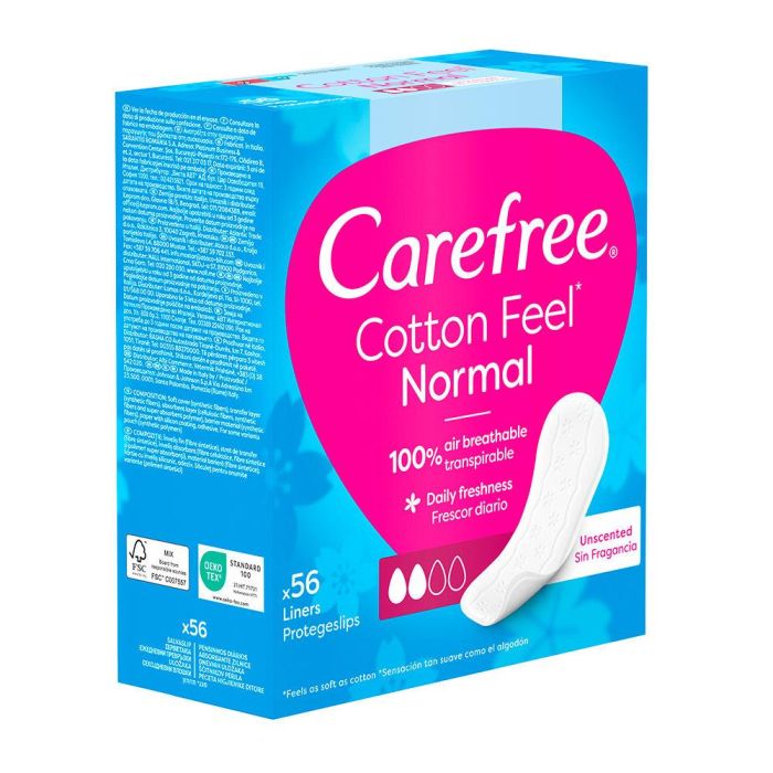 Carefree Protectores Diarios Cotton Sin Fragancia 56 Unidades