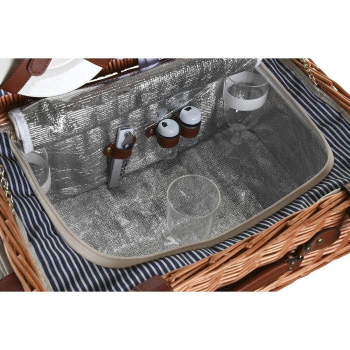 Cesta Picnic DKD Home Decor Marron Azul Marino 30 x 20 x 46 cm Set de 16 2