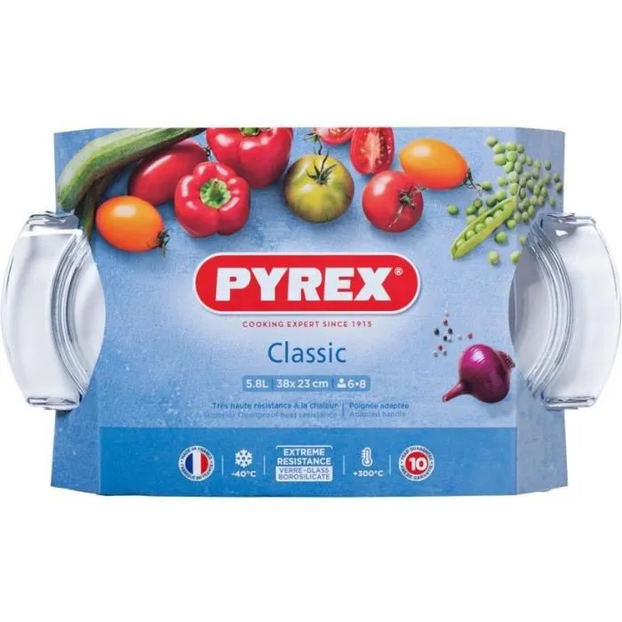 Pyrex Cacerola Classic Vidrio Transparente 39x23x15 cm - Vidrio Resistente Apto Horno Microondas Congelador 3