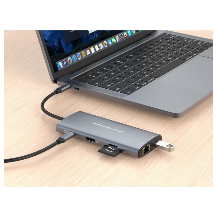Conceptronic DONN06G Hub USB-C 10-en-1 con HDMI 4K, Ethernet Gigabit, 100W PD, 3xUSB-A, 3xUSB-C, Lector de Tarjetas - Gris 7 Conceptronic DONN06G Hub USB-C 10-en-1 con HDMI 4K, Ethernet Gigabit, 100W PD, 3xUSB-A, 3xUSB-C, Lector de Tarjetas - Gris 7