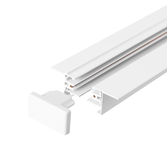 HO-218000CARRIL-2M-EM Carril Monofásico Empotrable Focos LED 2M Blanco con Aletas para Instalación a Ras 2