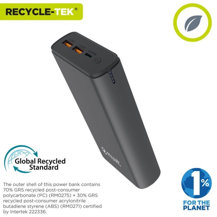 Powerbank Muvit for Change DP200G-R-PD Negro 20 W 6