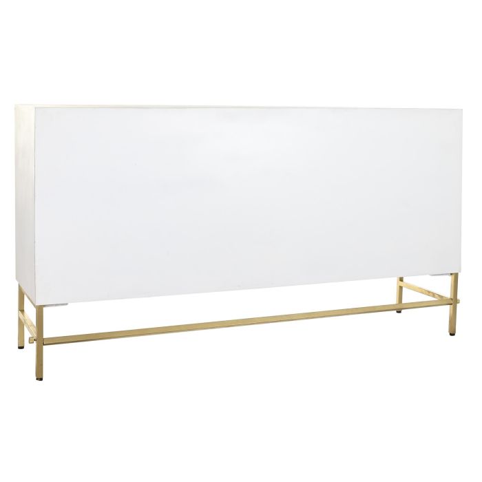 DKD Home Decor Buffet Moderno Blanco Dorado, 157x43x84 cm, 4 Puertas, 2 Estanterías, Madera de Mango y Latón, Hecho a Mano Diseño Rombo 7