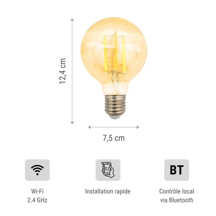 Bombilla conectada - KONYKS - Bombilla G80 estilo Antalya E27 - Wifi + Bt - 7 W - Blanco orientable - Compatible con Alexa / Google Home 2 Bombilla conectada - KONYKS - Bombilla G80 estilo Antalya E27 - Wifi + Bt - 7 W - Blanco orientable - Compatible con Alexa / Google Home 2