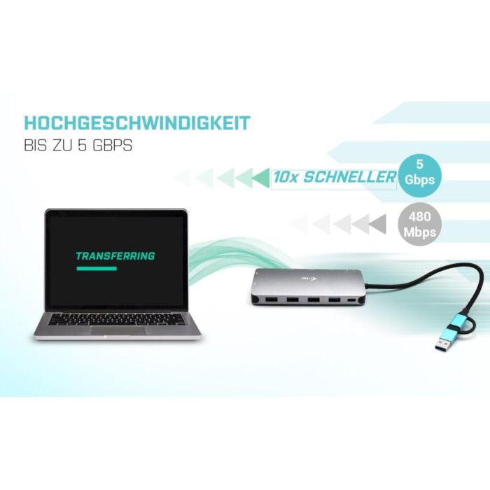 Hub USB i-Tec CANANOTDOCKPD Plateado 8 Hub USB i-Tec CANANOTDOCKPD Plateado 8