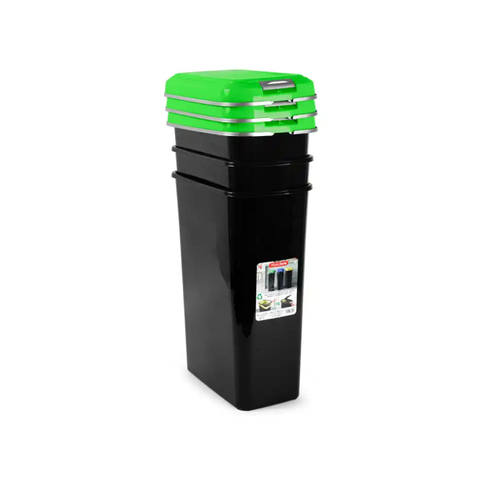 Plasticforte Contenedor Reciclaje 25L Verde Tapa Muelle 55x25x40cm 1