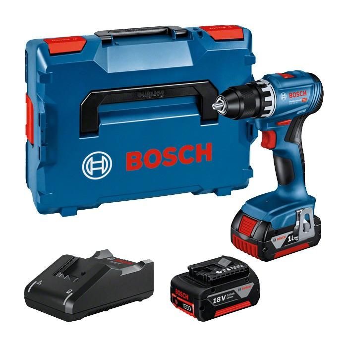 Bosch GSR 18V-45 Taladro Atornillador con 2 Baterías de 3.0Ah y Maletín L-BOXX