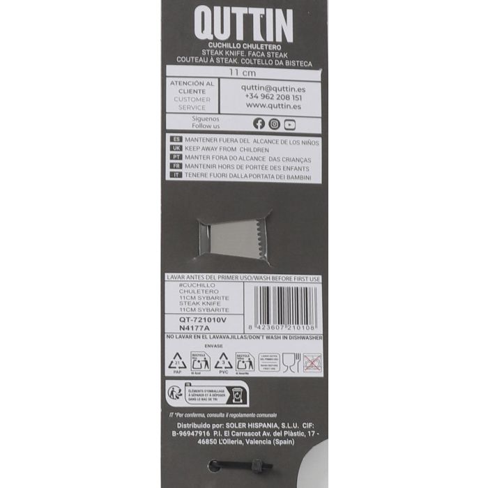 Cuchillo Chuletero 11 cm Sybarite - Quttin (24 Unidades) 5 Cuchillo Chuletero 11 cm Sybarite - Quttin (24 Unidades) 5