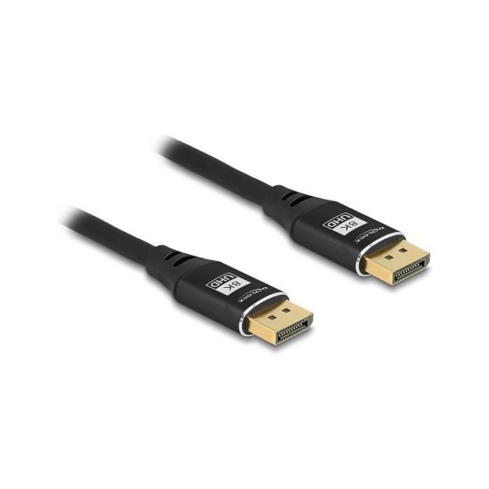 DeLOCK Cable DisplayPort 1.4 (8K @60Hz, 7680x4320, 32.4 Gbit/s, 2m) Macho-Macho, Doble Blindaje, Negro, Plug and Play 0 DeLOCK Cable DisplayPort 1.4 (8K @60Hz, 7680x4320, 32.4 Gbit/s, 2m) Macho-Macho, Doble Blindaje, Negro, Plug and Play 0
