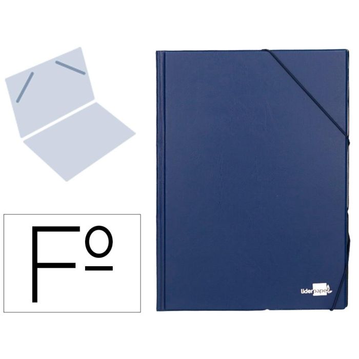 Carpeta Liderpapel Gomas Folio Sencilla Pvc Azul