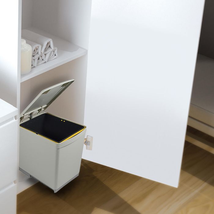 Emuca Contenedor de reciclaje para fijación inferior y extracción manual en mueble de cocina 1 x16litros y tapa automática, Plástico, Gris 1 Emuca Contenedor de reciclaje para fijación inferior y extracción manual en mueble de cocina 1 x16litros y tapa automática, Plástico, Gris 1