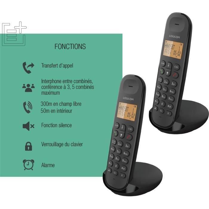 Logicom LOG1695682814656 Teléfono Fijo Inalámbrico DECT ILOA 250 DUO, Negro, Sin Contestador Automático 4